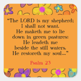 Psalm 23 Bible Prayer Flower Gult Fyrkantigt Klistermärke