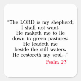 Psalm 23 Bible Prayer Fyrkantigt Klistermärke