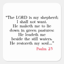 Psalm 23 Bible Prayer Fyrkantigt Klistermärke