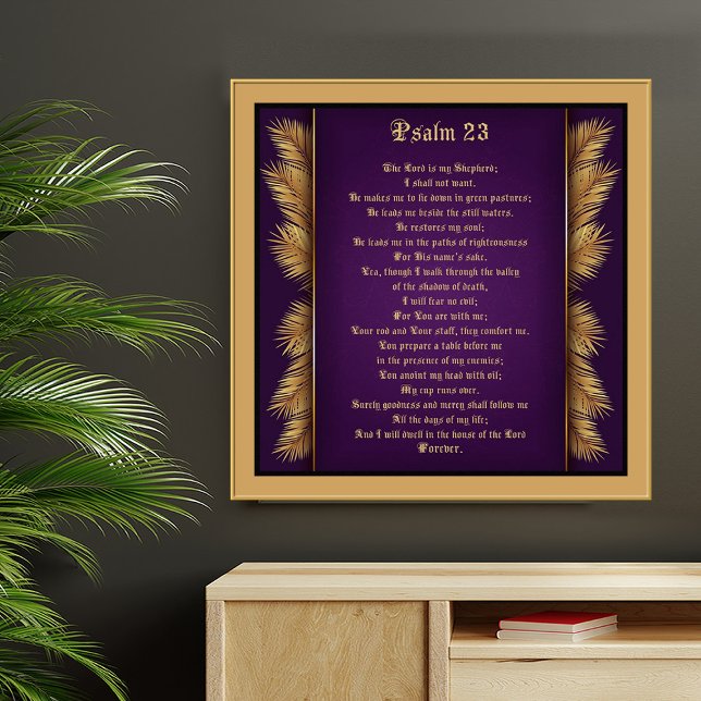 Psalm 23 Bible Scripture Guld Feathers Gicleé Poster (Skapare uppladdad)