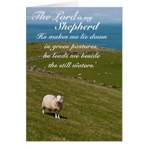 Psalm 23 bible Verse, Irish Sheep Fält Card Hälsningskort