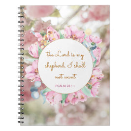 Psalm 23 Bible Verse Rosa Blommigt Religiösa Girl Anteckningsbok