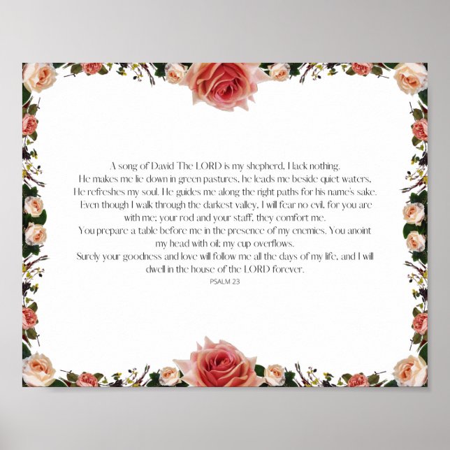 Psalm 23, Bible Verse, Scripture Decor, LORD i Poster (Framsidan)