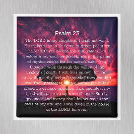 Psalm 23 Bible Verse Sunset Träd Magnet