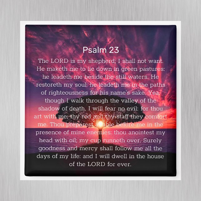 Psalm 23 Bible Verse Sunset Träd Magnet (Psalm 23 Bible Verse Sunset Tree Magnet)