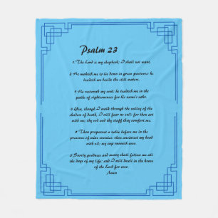 Psalm 23 blå gräns fleecefilt