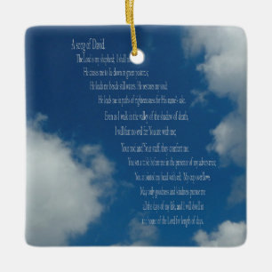 Psalm 23, Blå himmel, keramiskt prydnadsämne Julgransprydnad Keramik