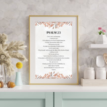Psalm 23 Blommig akvarell Kristet bibelvers