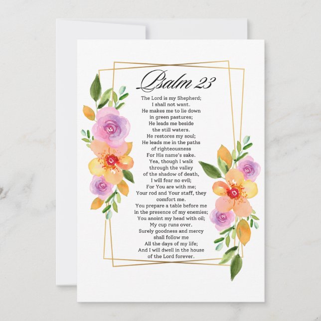 Psalm 23 Blommig geometrisk ram Julkort (Framsida)