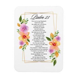 Psalm 23 Blommig geometrisk ram Magnet
