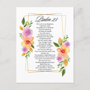 Psalm 23 Blommigtar Geometric Ram Helg Vykort