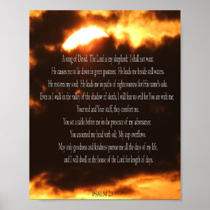 Psalm 23, Brandutskrift, Värde Poster Pappert (pro