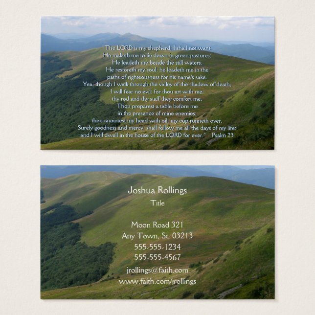 Psalm 23 | Christian Inspirational Visitkort (Framsida & baksida)