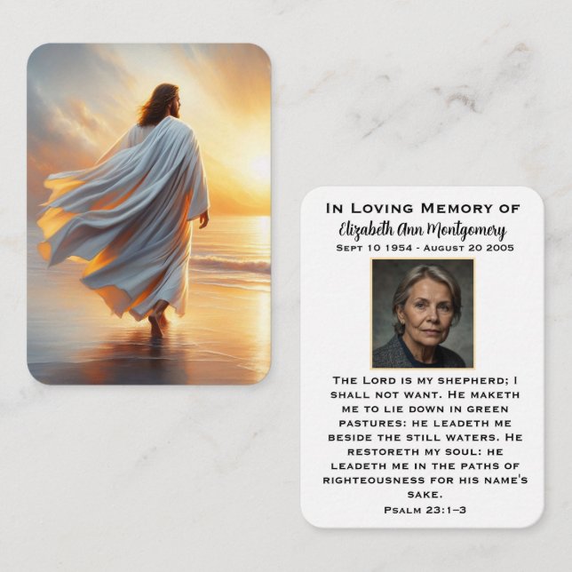 Psalm 23 Customizable Funeral Memorial Card Anteckningskort (Fram/baksida)