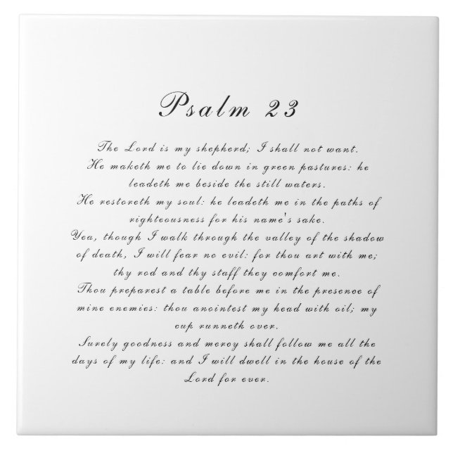 Psalm 23 Enkel Elegant, svartvitt Kakelplatta (Framsidan)