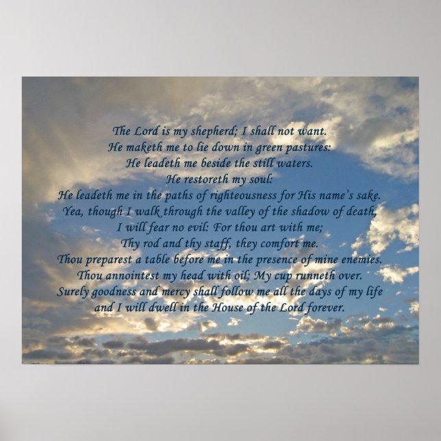 Psalm 23 Fackisk bibel Verse Christian Poster (Framsidan)