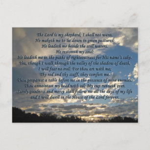Psalm 23 Fackisk bibel Verse Christian Vykort