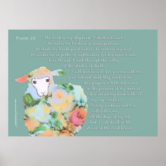 Psalm 23, får i gröntens bakgrund poster (Framsidan)