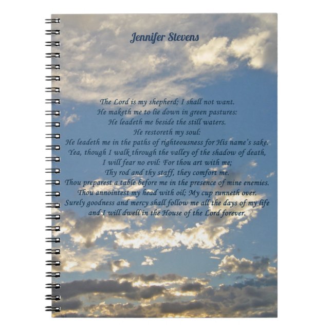 Psalm 23 Fina Bible Verse Christian Monogram Anteckningsbok (Framsidan)