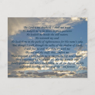 Psalm 23 Fisk kristen Himlar Photo Bible Verse Vykort