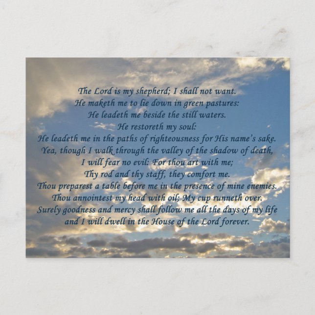 Psalm 23 Fisk kristen Himlar Photo Bible Verse Vykort (Framsida)