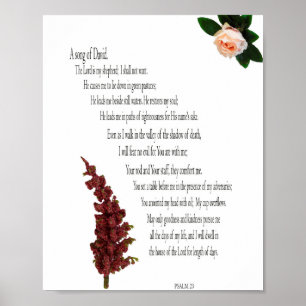 Psalm 23, Floral Green, Värdeaffischpapper (Matte) Poster