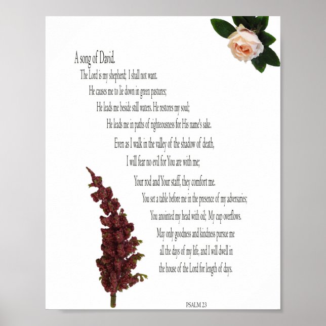 Psalm 23, Floral Green, Värdeaffischpapper (Matte) Poster (Framsidan)