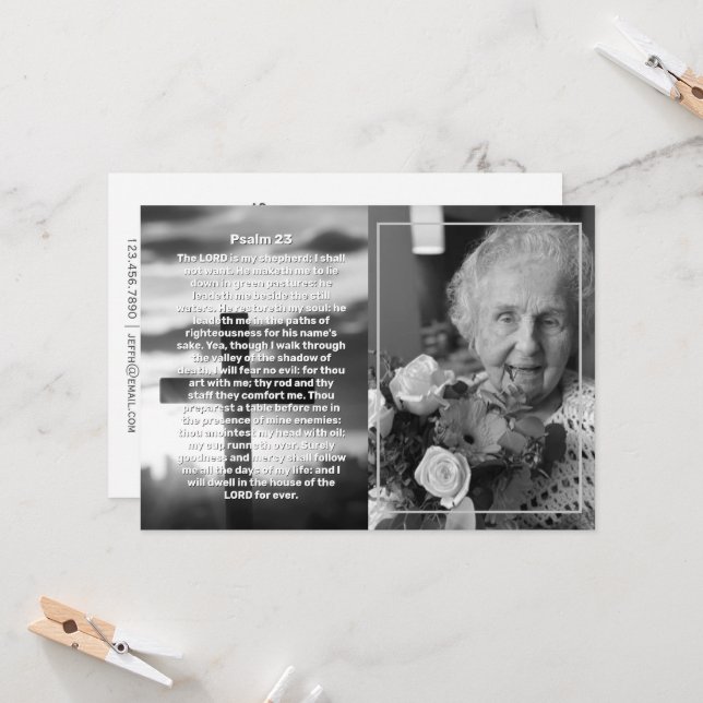 Psalm 23 Foto Kors Firande Av Livet Begravning Inbjudningar (Fram/Back In Situ)