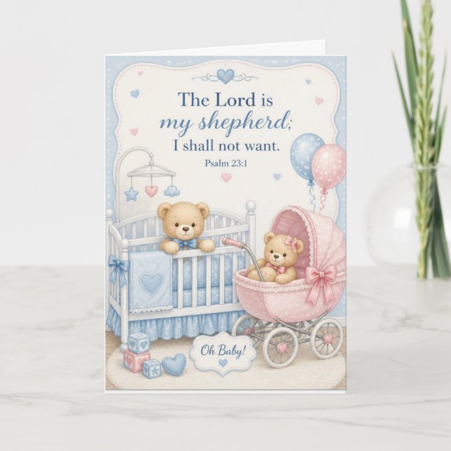 Psalm 23  Grattis kort för bebis (Framsida)
