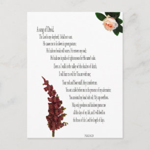 Psalm 23, Grönt Plant Blommigt Postcard of David Helg Vykort