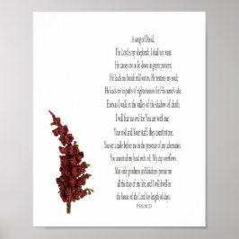 Psalm 23, Grönt Plant Blommigt Poster Papper (proj