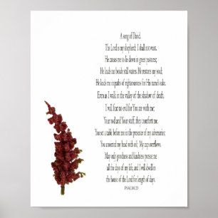 Psalm 23, Grönt Växt Blommig Affisch Papper (Matta