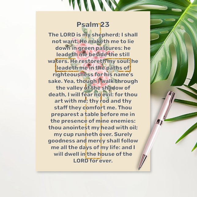 Psalm 23 Guld Kors Firande Av Livet Begravning  Inbjudningar (Psalm 23 Gold Cross Celebration of Life Funeral Invitation)