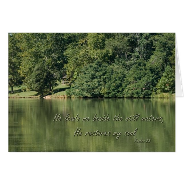 Psalm 23 Han leder mig bredvid det stilla vatten Hälsningskort (Framsidan Horizontal)