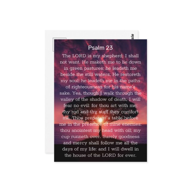 Psalm 23 Herren är min herde Solnedgång  Vykort (Fram/Back In Situ)