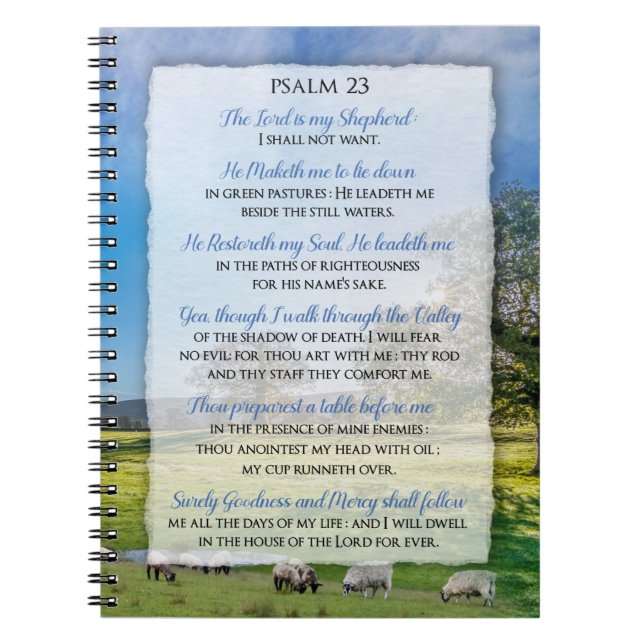 Psalm 23 - Herren är min Shepherd Anteckningsbok (Framsidan)