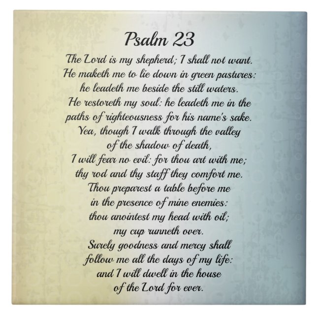 Psalm 23 Herren är min Shepherd, Bible Verse Kakelplatta (Framsidan)