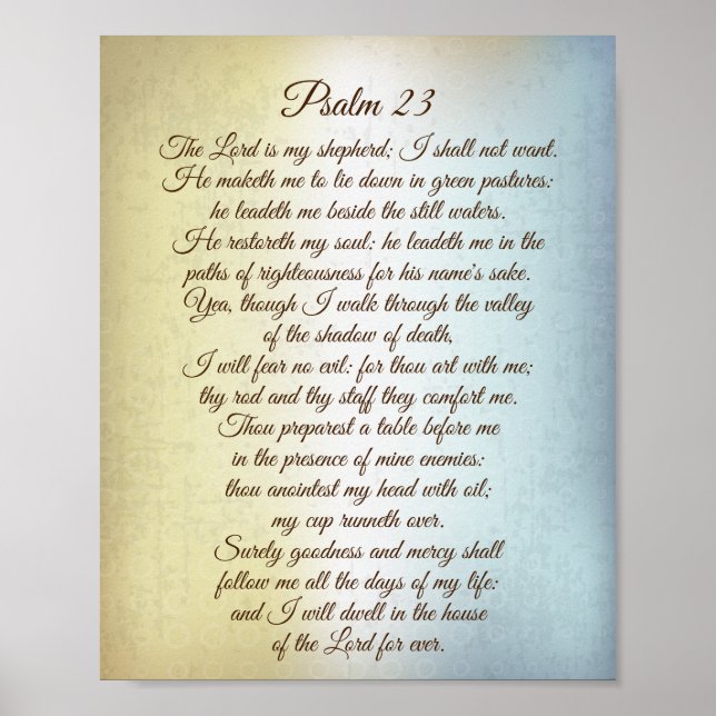 Psalm 23 Herren är min Shepherd, Bible Verse Poster (Framsidan)
