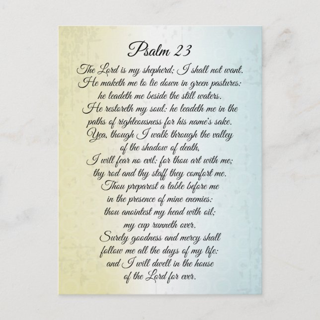 Psalm 23 Herren är min Shepherd, Bible Verse Vykort (Framsida)