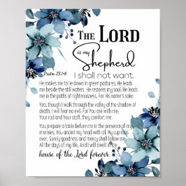 Psalm 23 Herren är min Shepherd Blåa blommor Poster