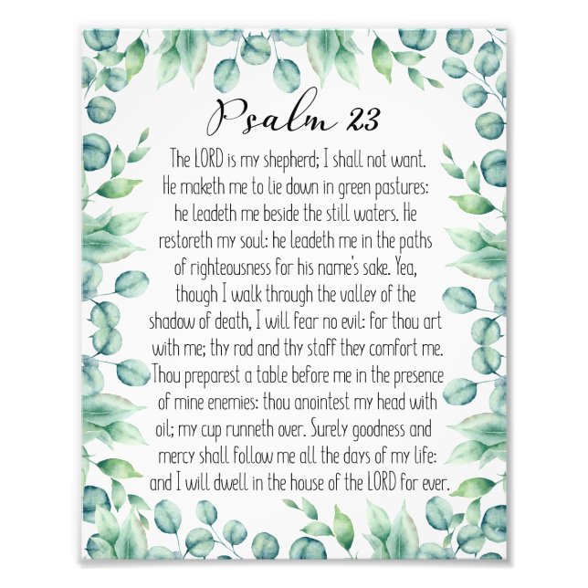 Psalm 23 Herren är min Shepherd, Eucalyptus Fototryck (Framsidan)