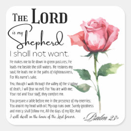 Psalm 23 Herren är min Shepherd Flower Fyrkantigt Klistermärke