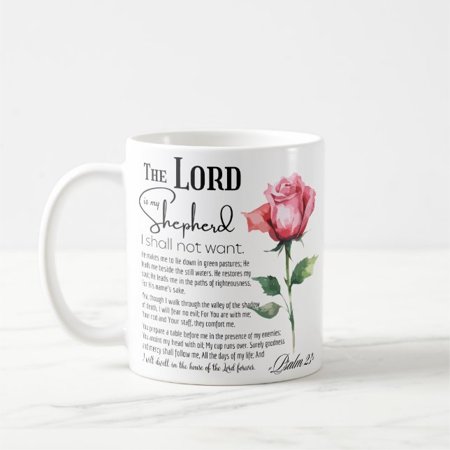 Psalm 23 Herren är min Shepherd Flower Kaffemugg (Vänster)