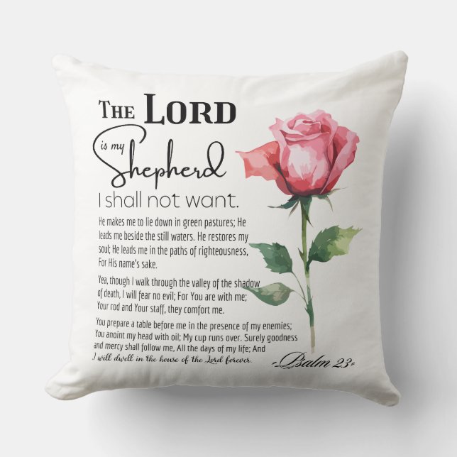Psalm 23 Herren är min Shepherd Flower Kudde (Framsida)