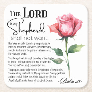 Psalm 23 Herren är min Shepherd Flower Underlägg Papper Kvadrat