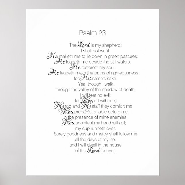 Psalm 23 Herren är min Shepherd KJV Bible Verse Poster (Framsidan)