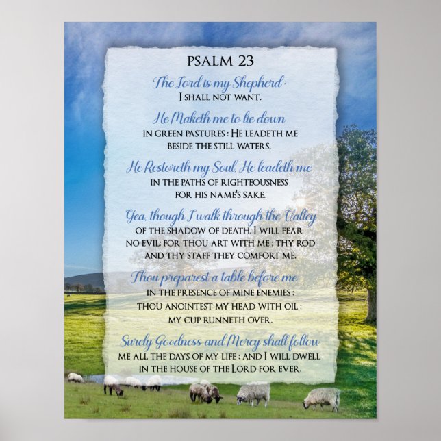 Psalm 23 - Herren är min Shepherd Poster (Framsidan)