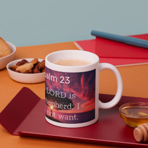 Psalm 23 Herren är min Shepherd Sunset Träd Kaffemugg