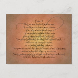 Psalm 23 KJV Christian Bible Verse Vykort