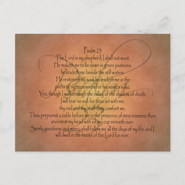 Psalm 23 KJV Christian Bible Verse Vykort (Framsida)